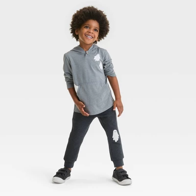 Toddler Boys' Halloween Fleece Long Sleeve Top And Jogger Pants Set - Cat & Jack™ Gray 3 Toddler Boys' Halloween Fleece Long Sleeve Top And Jogger Pants Set - Cat & Jack™ Gray - Image 3