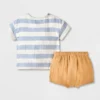 Baby Boys' Striped Henley Gauze Shorts Set - Cat & Jack™ Blue