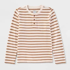 Boys' Adaptive Long Sleeve 'Stripe' Thermal Top - Cat & Jack™ Cream -Cat & Jack GUEST ddaba926 a61d 44dd 8b99 61194d572fe2