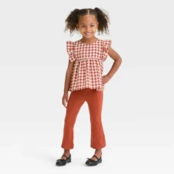 Toddler Girls' Checkered Top & Leggings Set - Cat & Jack™ Brown -Cat & Jack GUEST de578501 d839 4019 9d1c a2e49bfb50de