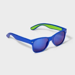Boys' Surf Sunglasses With Green Grip - Cat & Jack™ Blue: Maximum UV Protection, Ages 3-9, Recycled Plastic Frame