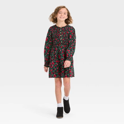 Girls' Long Sleeve Woven Dress - Cat & Jack™ 2 Girls' Long Sleeve Woven Dress - Cat & Jack™ - Image 2
