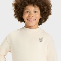 Boys' Stucco Halloween Skeleton Graphic Oversized Sweatshirt - Cat & Jack™ Beige