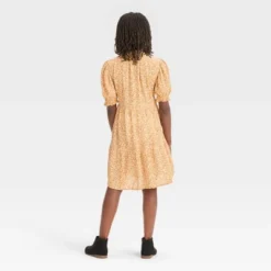 Girls' Ruffle Sleeve Woven Dress - Cat & Jack™