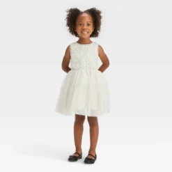 Toddler Girls' Rosette Tulle Dress - Cat & Jack™ Cream -Cat & Jack GUEST e21e8585 2912 4c98 a78d 3f05070c69ee