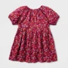 Toddler Girls' Adaptive Short Sleeve Woven Dress - Cat & Jack™ Burgundy
