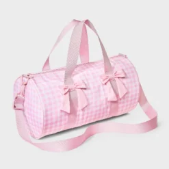 Girls' Gingham Printed And Bows Duffel Bag - Cat & Jack™ Pink