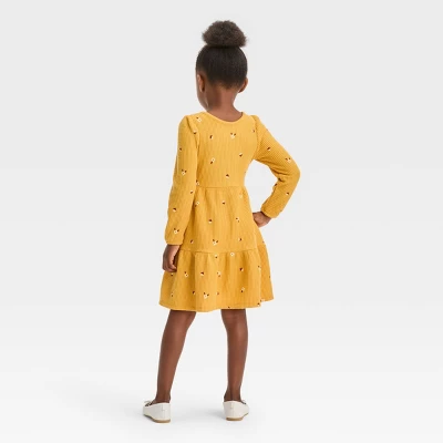 Toddler Girls' Floral Cozy Dress - Cat & Jack™ Yellow 1 Toddler Girls' Floral Cozy Dress - Cat & Jack™ Yellow