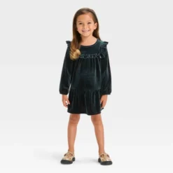 Toddler Girls' Solid A-Line Long Sleeve Dress - Cat & Jack™ Black -Cat & Jack GUEST e6a35c6c 0040 4131 8c66 b6041ffd78d1