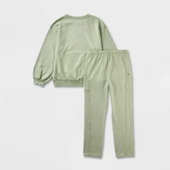 Boys' Adaptive French Terry Top & Bottom Set - Cat & Jack™ Olive Green