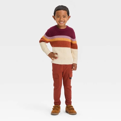 Toddler Boys' Colorblock Sweater - Cat & Jack™ Burgundy 2 Toddler Boys' Colorblock Sweater - Cat & Jack™ Burgundy - Image 2