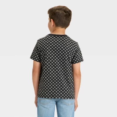 Boys' Short Sleeve Checkered T-Shirt - Cat & Jack™ Charcoal Gray 1 Boys' Short Sleeve Checkered T-Shirt - Cat & Jack™ Charcoal Gray
