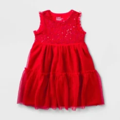 Toddler Girls' Adaptive Sequin Tulle A-Line Dress - Cat & Jack™ Red -Cat & Jack GUEST eae31f44 b478 4a3a 8730 571e1691da3d