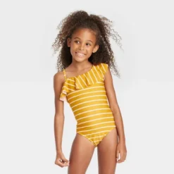 Girls' Striped One Piece Swimsuit - Cat & Jack™ Yellow -Cat & Jack GUEST eb0e9c32 f06f 45a6 bd4a 7a7fd8ab3971