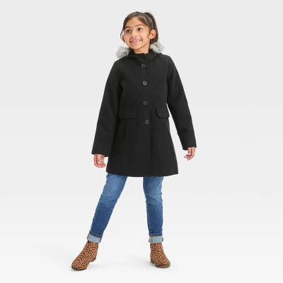 Girls' Faux Wool Jacket - Cat & Jack™ 2 Girls' Faux Wool Jacket - Cat & Jack™ - Image 2