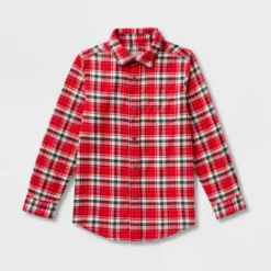 Boys' Adaptive Woven Plaid Button-Down Shirt - Cat & Jack - Red -Cat & Jack GUEST ee45b03f 2ef9 4f5d 983b 598bf0583117