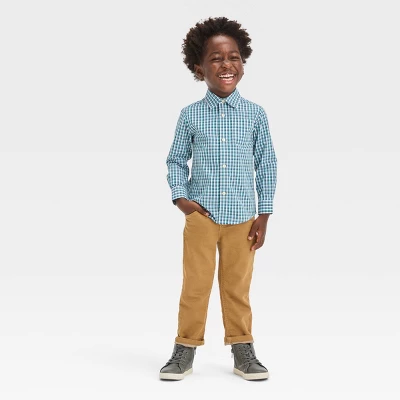 Toddler Boys' Long Sleeve 'Button-Up' Shirt - Cat & Jack™ Dark Green 2 Toddler Boys' Long Sleeve 'Button-Up' Shirt - Cat & Jack™ Dark Green - Image 2