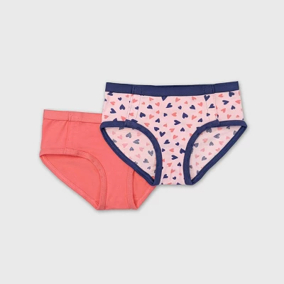 Girls' Adaptive 2pk Heart Briefs - Cat & Jack™ Salmon Pink 3 Girls' Adaptive 2pk Heart Briefs - Cat & Jack™ Salmon Pink - Image 3