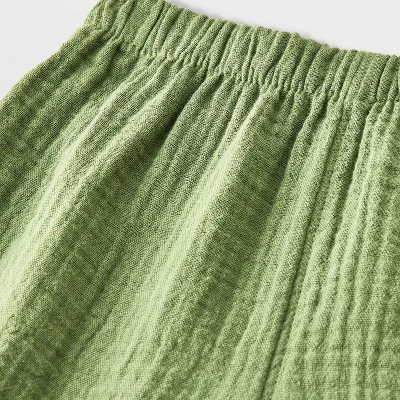 Baby Boys' 2pc Smiley Embroidered Pocket Gauze Shorts Set - Cat & Jack™ Green 3 Baby Boys' 2pc Smiley Embroidered Pocket Gauze Shorts Set - Cat & Jack™ Green - Image 3