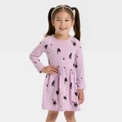 Toddler Girls' Long Sleeve Halloween Cats Dress - Cat & Jack™ Lavender -Cat & Jack GUEST f17cff6e e60a 4e4e ab56 0d968cded387