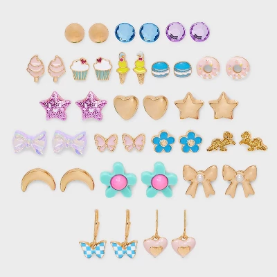 Girls' 20pk Foods Earring Set - Cat & Jack™ Blue/Pink: Stud Earrings, Recycled Zinc, Acrylic 3 Girls' 20pk Foods Earring Set - Cat & Jack™ Blue/Pink: Stud Earrings, Recycled Zinc, Acrylic - Image 3