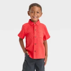 Toddler Boys' Checkered Jacquard Shirt - Cat & Jack™ Red/Orange -Cat & Jack GUEST f2eb44fd 9714 4c4f 8ce3 b734b75ef17c
