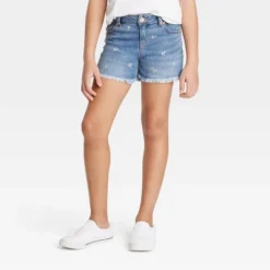 Girls' Embroidered Mid-Rise Jean Shorts - Cat & Jack™ Medium Wash -Cat & Jack GUEST f57bfab8 c522 4385 84de b0e0d1c2f6c1