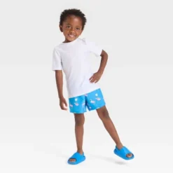 Toddler Boys' Short Sleeve Skateboarding Flamingo Rashguard Swim Set - Cat & Jack™ Blue -Cat & Jack GUEST f616c4b6 ec2d 418d 9156 122f792a01ec