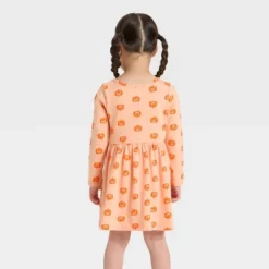 Toddler Girls' Long Sleeve Halloween Pumpkin Dress - Cat & Jack™ Orange