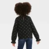 Girls' Long Sleeve Gold Foil Bow Woven Shirt - Cat & Jack™ Black