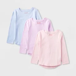 Toddler Girls' 3pk Solid Shirt Set - Cat & Jack™ Purple/Pink/Blue -Cat & Jack GUEST f9742d64 7361 4b6c 9ea2 03f631f45638