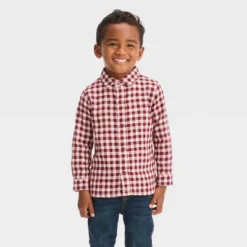 Toddler Boys' Long Sleeve Reversible Flannel Shirt - Cat & Jack™ Burgundy -Cat & Jack GUEST f9f55d5c 1dcc 4035 84c9 79b2e82b4120