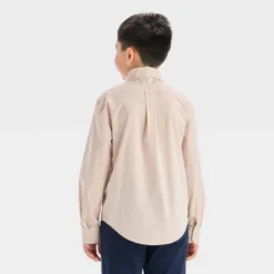 Boys' Long Sleeve Button-Down Dress Shirt - Cat & Jack™ Beige