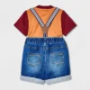 Baby Boys' Denim Shorts Henley Suspender Set - Cat & Jack™ Burgundy