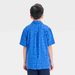 Boys' Short Sleeve Printed Button-Down Shirt - Cat & Jack™